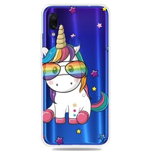 For Xiaomi Redmi 7 / Y3     3D Pattern Printing Extremely Transparent TPU Phone Case(Eyeglasses Unicorn)