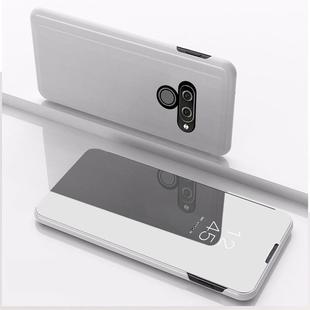 For LG Q60 Plating Mirror Left and Right Flip Cover with Bracket Holster(Silver)