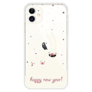 For iPhone 11 Trendy Cute Christmas Patterned Case Clear TPU Cover Phone Cases(Three White Rabbits)