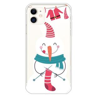 For iPhone 11 Trendy Cute Christmas Patterned Case Clear TPU Cover Phone Cases(Socks Snowman)