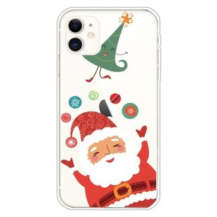 For iPhone 11 Trendy Cute Christmas Patterned Case Clear TPU Cover Phone Cases(Ball Santa Claus)