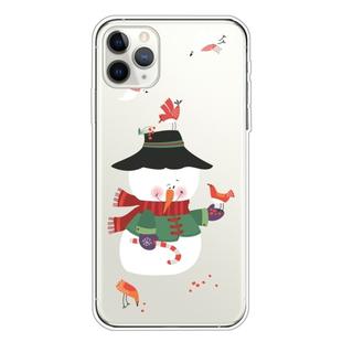 For iPhone 11 Pro Max Trendy Cute Christmas Patterned Case Clear TPU Cover Phone Cases(Birdie Snowman)