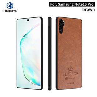 For Galaxy Note10 Pro PINWUYO Pin Rui Series Classical Leather, PC + TPU + PU Leather Waterproof And Anti-fall All-inclusive Protective Shell(Brown)