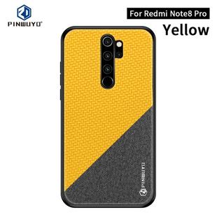 For Xiaomi RedMi Note 8 Pro PINWUYO Rong Series  Shockproof PC + TPU+ Chemical Fiber Cloth Protective Cover(Yellow)