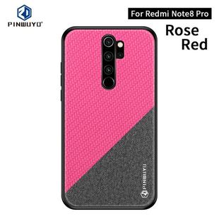 For Xiaomi RedMi Note 8 Pro PINWUYO Rong Series  Shockproof PC + TPU+ Chemical Fiber Cloth Protective Cover(Red)