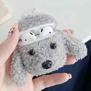 For Apple AirPods 1/2 Generation Universal Wireless Fuzzy Teddy Dog Bluetooth Headphone Protective Case(Gray)