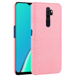 For OPPO A9 2020 / A5 2020 / A11X Shockproof Crocodile Texture PC + PU Case(Pink)