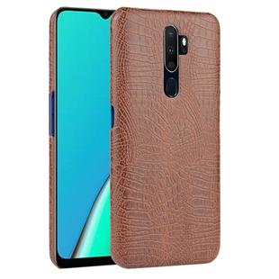 For OPPO A9 2020 / A5 2020 / A11X Shockproof Crocodile Texture PC + PU Case(Brown)