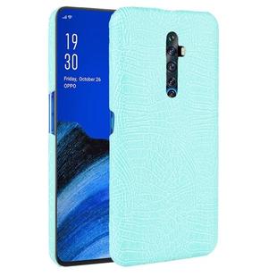 For Oppo Reno2 Z Shockproof Crocodile Texture PC + PU Case(Light gre)