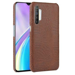 For OPPO Realme XT/X2/K5 Shockproof Crocodile Texture PC + PU Case(Brown)