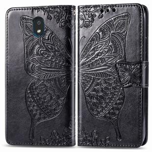 For LG K30 2019  Butterfly Love Flower Embossed Horizontal Flip Leather Case with Bracket Lanyard Card Slot Wallet(Black)