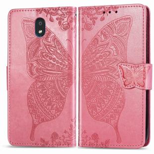 For LG K30 2019  Butterfly Love Flower Embossed Horizontal Flip Leather Case with Bracket Lanyard Card Slot Wallet(Pink)