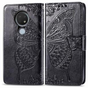 For Nokia 6.2 / 7.2 Butterfly Love Flower Embossed Horizontal Flip Leather Case with Bracket Lanyard Card Slot Wallet(Black)