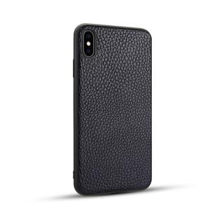 For iPhone XS Litchi PU Leather Anti-falling TPU Protective Case(Deep Blue)