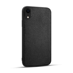 For iPhone XR Litchi PU Leather Anti-falling TPU Protective Case(Black)