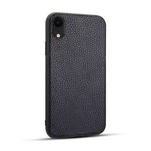 For iPhone XR Litchi PU Leather Anti-falling TPU Protective Case(Deep Blue)