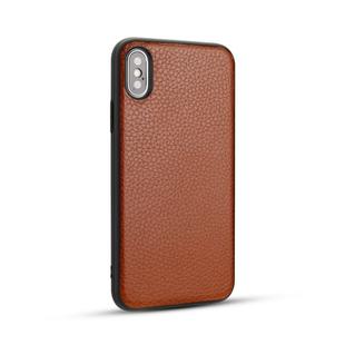 For iPhone X Litchi PU Leather Anti-falling TPU Protective Case(Brown)