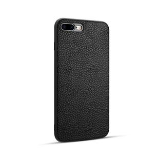 For iPhone 8 Plus / 7 Plus Litchi PU Leather Anti-falling TPU Protective Case(Black)