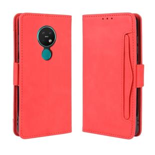 For Nokia 7.2 / 6.2 Wallet Style Skin Feel Calf Pattern Leather Case ，with Separate Card Slot(Red)
