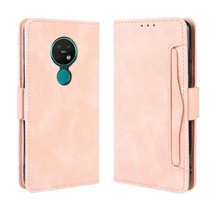 For Nokia 7.2 / 6.2 Wallet Style Skin Feel Calf Pattern Leather Case ，with Separate Card Slot(Pink)