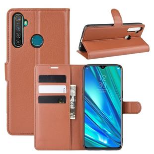For OPPO Realme 5 Pro / Realme Q  Litchi Texture Horizontal Flip Leather Case with Wallet & Holder & Card Slots(Brown)