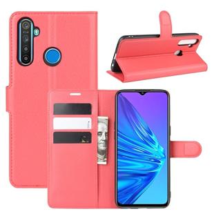 For OPPO Realme 5 Litchi Texture Horizontal Flip Leather Case with Wallet & Holder & Card Slots(Red)