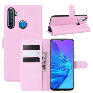 For OPPO Realme 5 Litchi Texture Horizontal Flip Leather Case with Wallet & Holder & Card Slots(Pink)