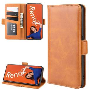 For OPPO RENO2  Wallet Stand Leather Cell Phone Case with Wallet & Holder & Card Slots(Yellow)