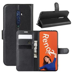 For OPPO RENO2   Litchi Texture Horizontal Flip Leather Case with Wallet & Holder & Card Slots(Black)