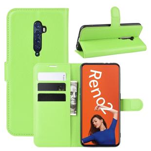 For OPPO RENO2   Litchi Texture Horizontal Flip Leather Case with Wallet & Holder & Card Slots(Green)