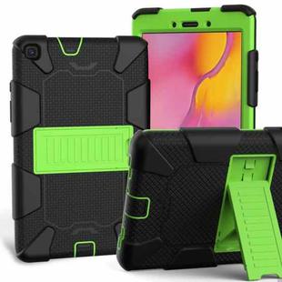 For Galaxy Tab A8.0 2019 / T290 Shockproof Two-Color Silicone Protection Case with Holder(Black+Green)