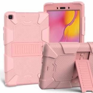 For Galaxy Tab A8.0 2019 / T290 Shockproof Two-Color Silicone Protection Case with Holder(Rose Gold)