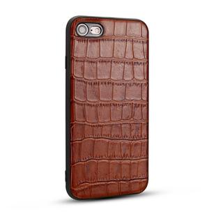 For  iPhone 8 Plus / 7 Plus Crocodile Pattern TPU Shatter-resistant Mobile Phone Case(Brown)