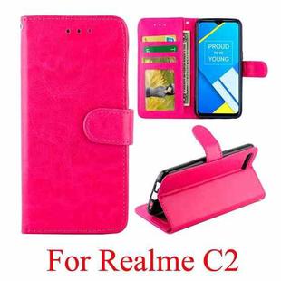 For OPPO Realme C2 Crazy Horse Texture Horizontal Flip Leather Case with Holder & Card Slots & Wallet & Photo Frame(Magenta)