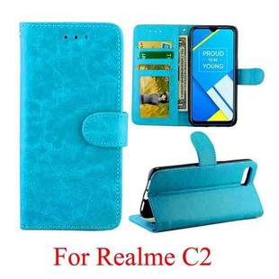 For OPPO Realme C2 Crazy Horse Texture Horizontal Flip Leather Case with Holder & Card Slots & Wallet & Photo Frame(Baby Blue)