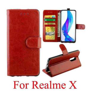 For OPPO Realme X Crazy Horse Texture Horizontal Flip Leather Case with Holder & Card Slots & Wallet & Photo Frame(Brown)