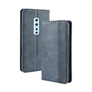 For Vivo V17 Pro Magnetic Buckle Retro Crazy Horse Texture Horizontal Flip Leather Case with Holder & Card Slots & Photo Frame(Blue)