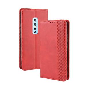 For Vivo V17 Pro Magnetic Buckle Retro Crazy Horse Texture Horizontal Flip Leather Case with Holder & Card Slots & Photo Frame(Red)
