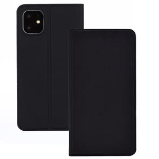 For iPhone 11 Pro Ultra-thin Voltage Plain Magnetic Suction Card TPU+PU Mobile Phone Jacket with Chuck and Bracket(Black)