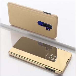 For OPPO A9 2020 / A5 2020  Plated Mirror Horizontal Flip Leather with Stand Mobile Phone Holster(Gold)