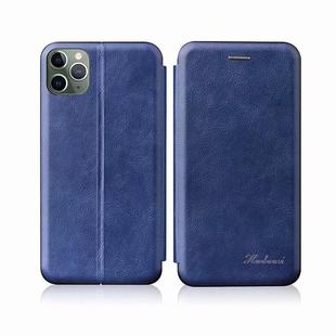 For iPhone 11 Pro Integrated Electricity Pressing Retro Texture Magnetic TPU+PU Leather Casewith Card Slot & Holder(Blue)