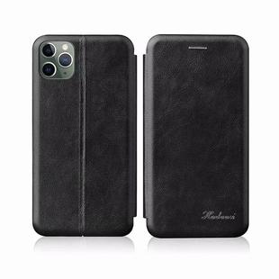 For iPhone 11 Pro Max Integrated Electricity Pressing Retro Texture Magnetic TPU+PU Leather Case with Card Slot & Holder(Black)