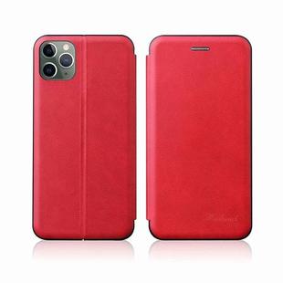For iPhone 11 Pro Max Integrated Electricity Pressing Retro Texture Magnetic TPU+PU Leather Case with Card Slot & Holder(Red)