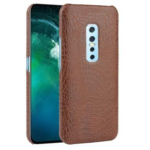 For Vivo V17 Pro Shockproof Crocodile Texture PC + PU Case(Brown)