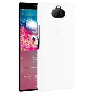 For Sony Xperia 8 Shockproof Crocodile Texture PC + PU Case(White)