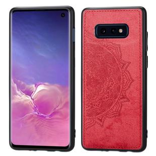 For Galaxy S10e Embossed Mandala Pattern PC + TPU + Fabric Phone Case with Lanyard & Magnetic(Red)