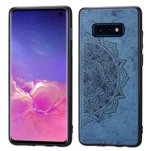 For Galaxy S10e Embossed Mandala Pattern PC + TPU + Fabric Phone Case with Lanyard & Magnetic(Blue)