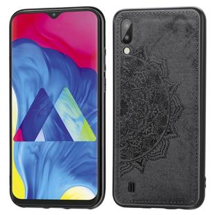 For Galaxy M10 Embossed Mandala Pattern PC + TPU + Fabric Phone Case with Lanyard & Magnetic(Black)