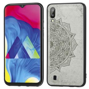 For Galaxy M10 Embossed Mandala Pattern PC + TPU + Fabric Phone Case with Lanyard & Magnetic(Gray)