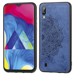 For Galaxy M10 Embossed Mandala Pattern PC + TPU + Fabric Phone Case with Lanyard & Magnetic(Blue)